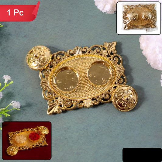 Royal Ornate Oval Pooja Thali - (1 Pc)