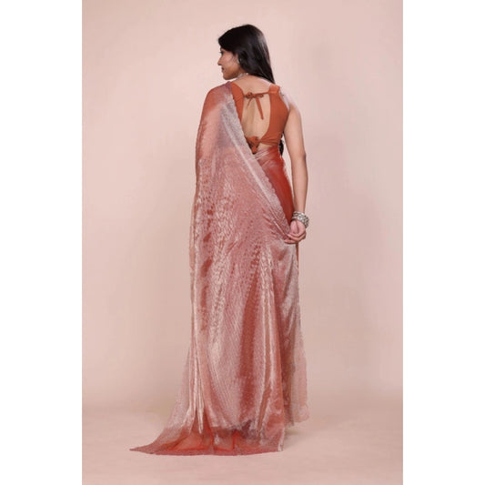 Generic Women's Jimmy choo Embellished Bollywood Saree With Unstitched Blouse 5.5Mtr (Orange)