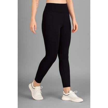 Generic Women's Polyester Solid Ankle length High Waisted Tights (Black)