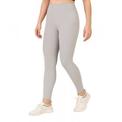 Generic Women's Polyester Solid Ankle length High Waisted Tights (Grey)