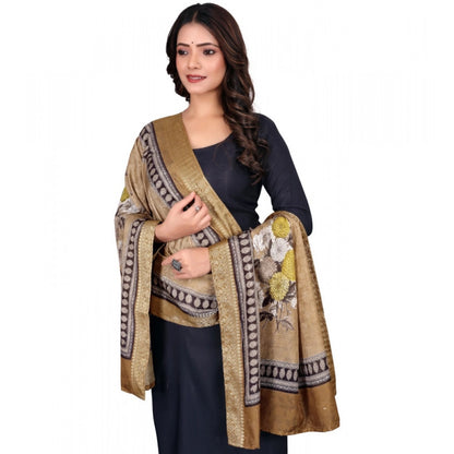 Generic Women's chanderi silk  Printed Dupatta (Beige, Length: 2 Mtr)