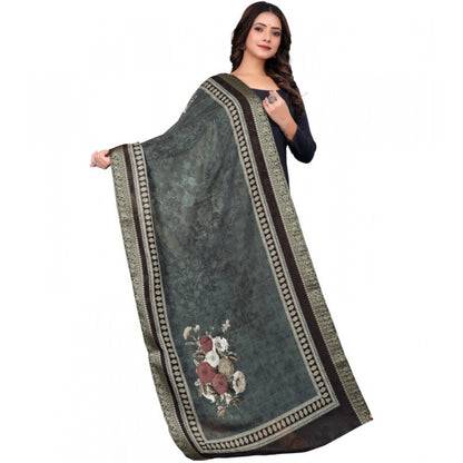 Generic Women's chanderi silk  Printed Dupatta (Black, Length: 2 Mtr)