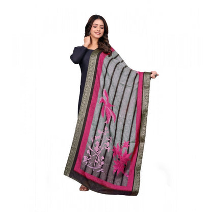 Generic Women's chanderi silk  Printed Dupatta (Black, Length: 2 Mtr)
