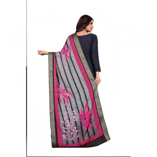Generic Women's chanderi silk  Printed Dupatta (Black, Length: 2 Mtr)