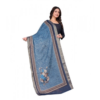 Generic Women's chanderi silk  Printed Dupatta (Navy Blue, Length: 2 Mtr)