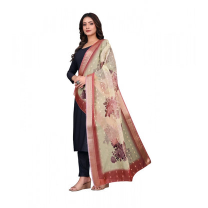 Generic Women's chanderi silk  Printed Dupatta (Beige, Length: 2 Mtr)
