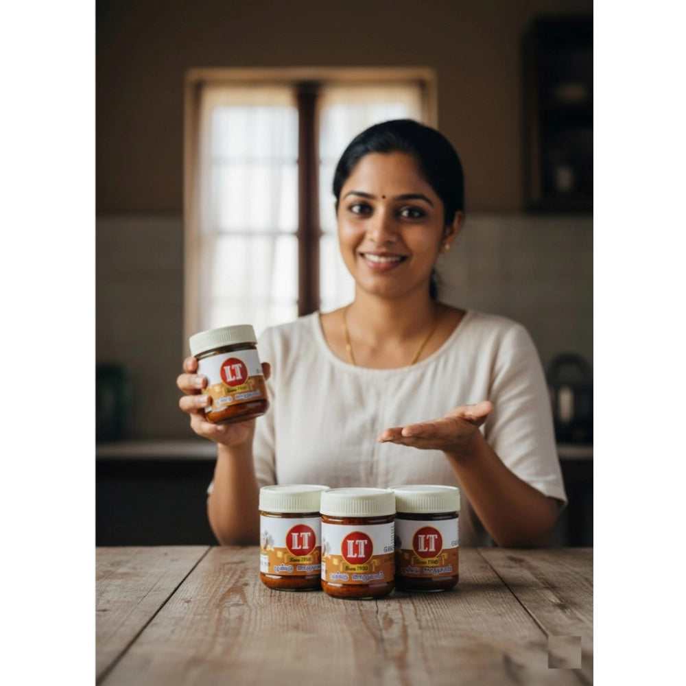 Generic Pack of_5 100GM LT Garlic Pickle Traditional Digestive Side Dish (Red)