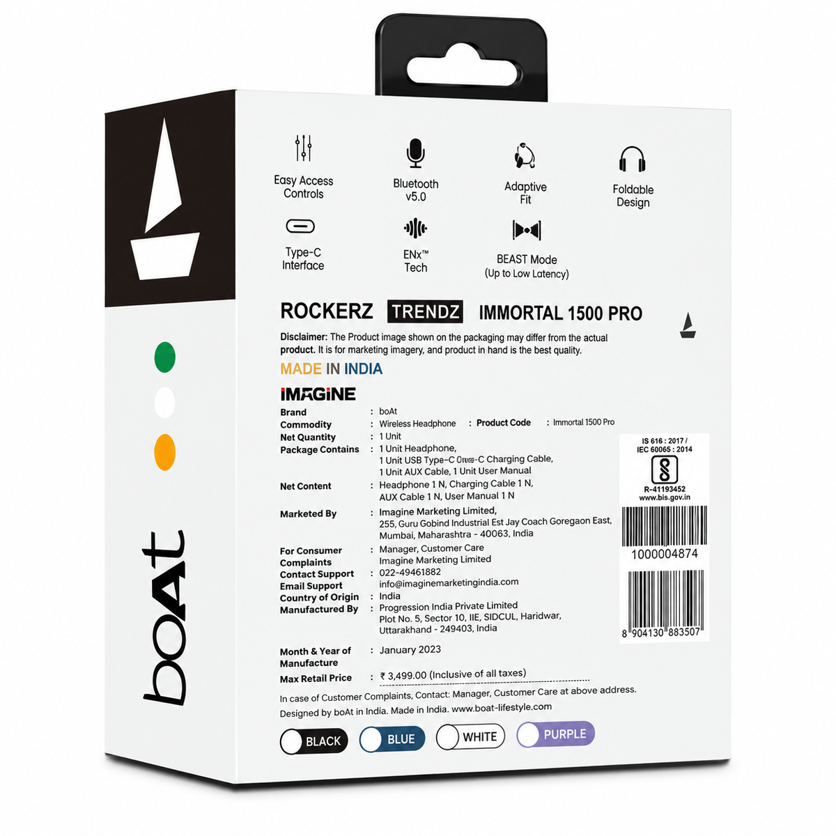 Boat Immortal 1500 pro Wireless Headphone with detachable mic