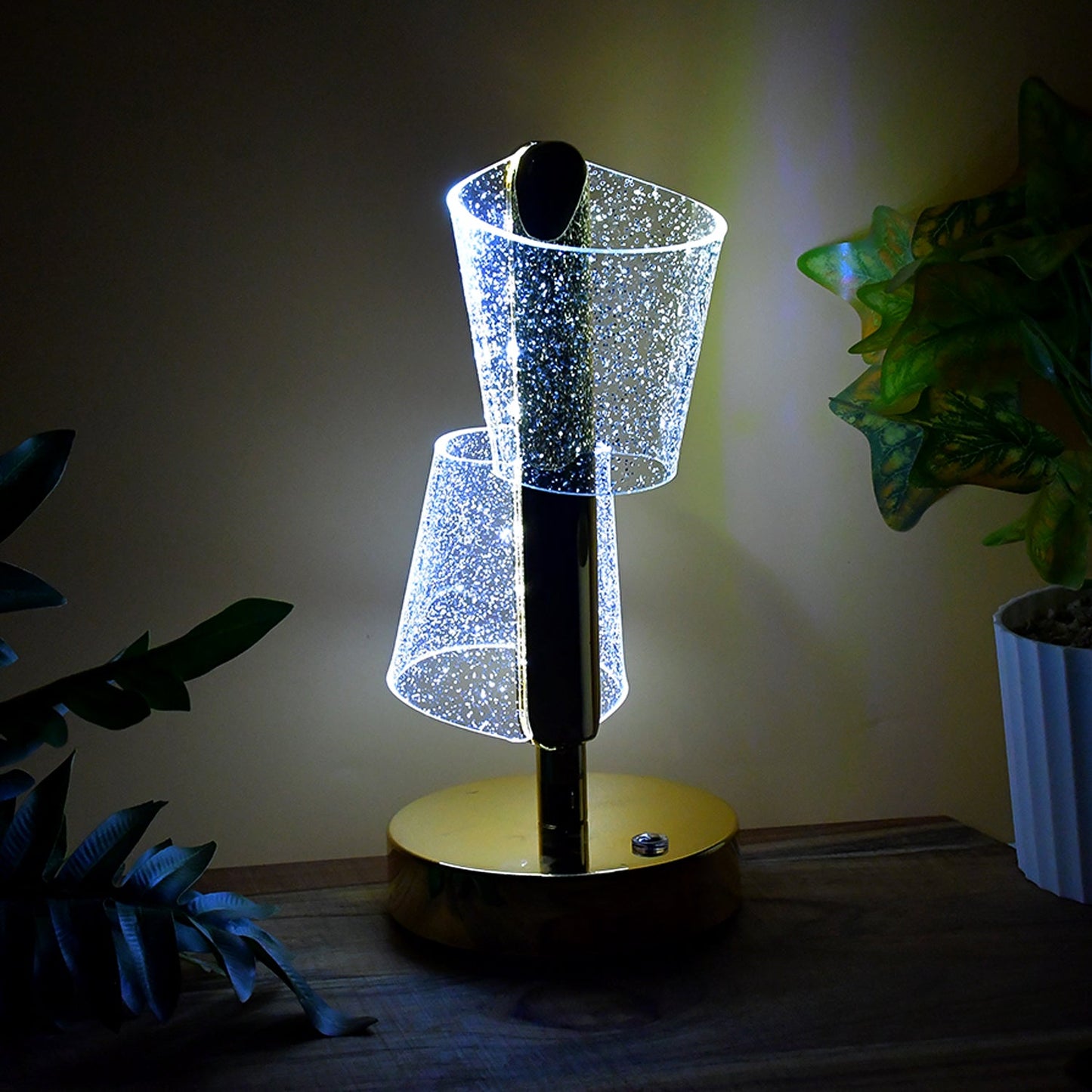 Modern Luxury Crystal LED Double Shade Table Lamp (1 Pc)