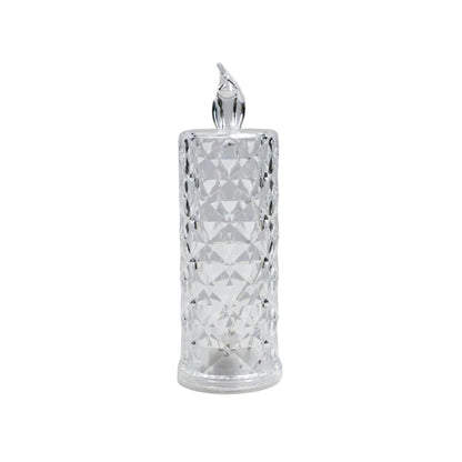 8439 Rose Candles Led Flameless And Smokeless Decorative Acrylic Transparent Candles Led Tea Light Candle Perfect For Gifting Home Diwali Christmas Crystal Candle Lights (1 Pc)  (Moq - 12 Pc )