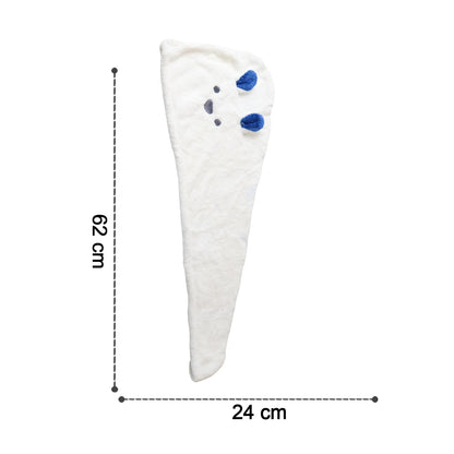 Soft Microfiber Hair Drying Towel Wrap with Cute Animal Ears & Button Closure (1 Pc)