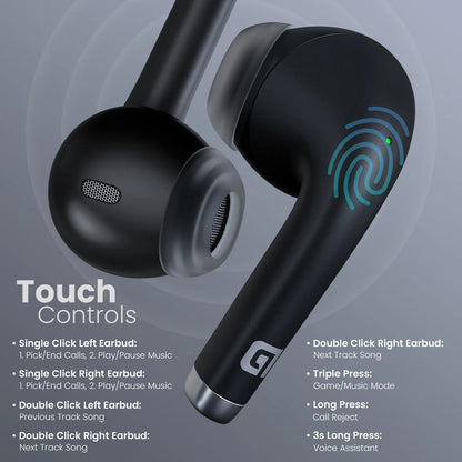 Harmonics Twins S19 Unique Earbuds | Game/Music Mode | Touch Control | Type C Fast Charging (POR 2214)