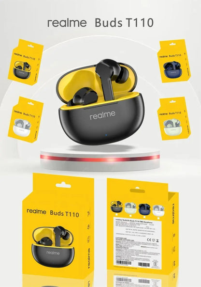 realme Buds T110 Bluetooth Truly Wireless in Ear Earbuds with mic, AI ENC for Calls, Google Fast Pair, 38 Hours Total Playback with Fast Charging (Punk Black)
