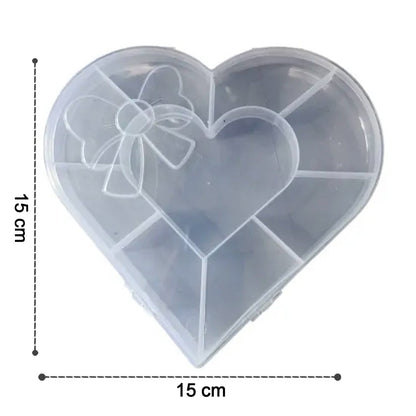 Heart-Shaped Plastic Bead Storage Organizer Box (1 Pc)