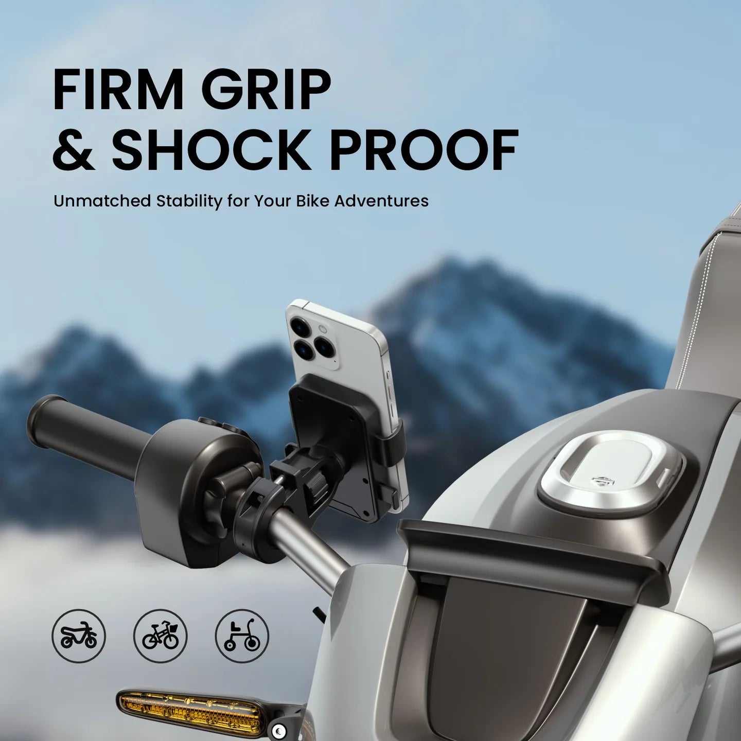 Mobike 4 | One-Press Lock | 360° Rotation | Bike Phone Holder | Handlebar Mount | Portronics