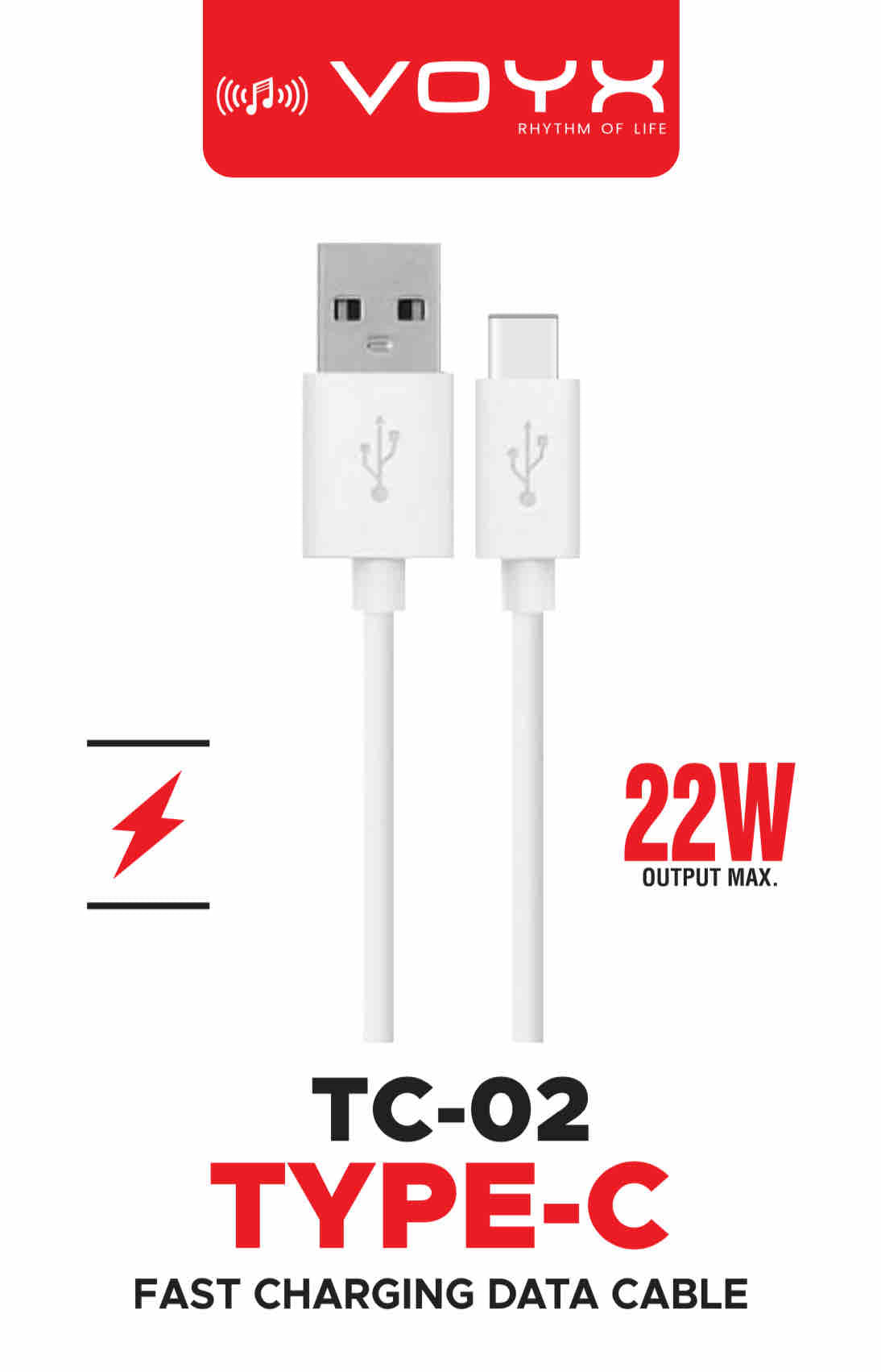 Voyx Type C  22W Fast Charging Data Cable (TC-02)