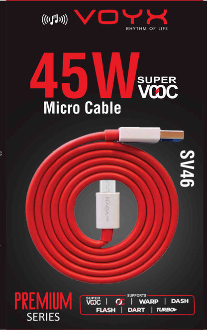 Voyx SV46 45 Watt, Universal USB MICRO CABLE for All Your Devices