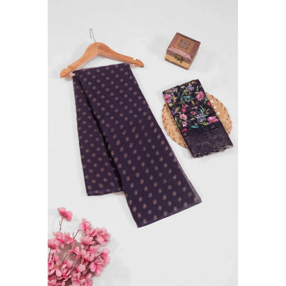 Generic Women's Printed Brasso Saree With Unstitched Blouse (Magenta, 5-6 Mtrs)