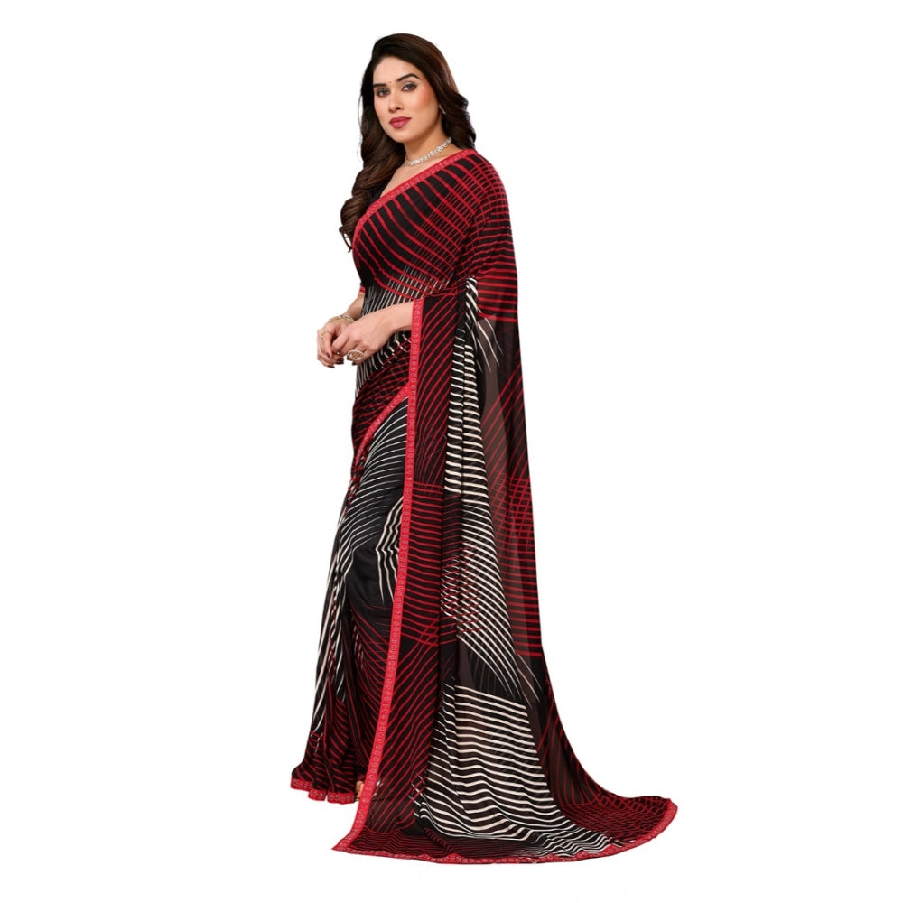 Generic Women's Georgette Printed Saree With Unstitched Blouse 5.5Mtr (Multicolor)