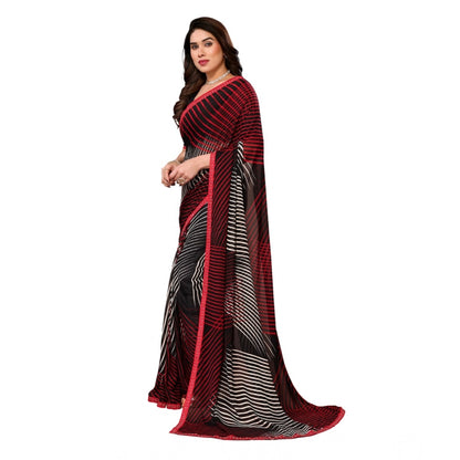Generic Women's Georgette Printed Saree With Unstitched Blouse 5.5Mtr (Multicolor)