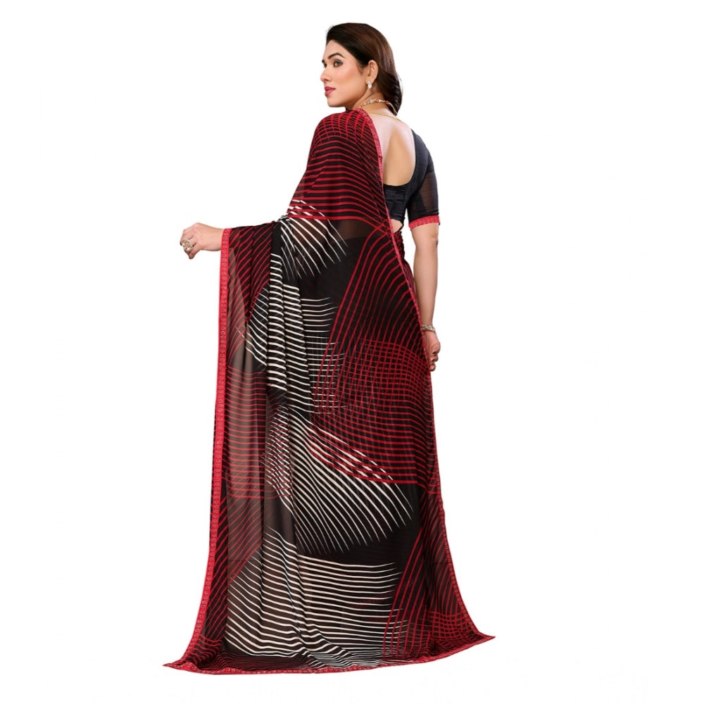 Generic Women's Georgette Printed Saree With Unstitched Blouse 5.5Mtr (Multicolor)
