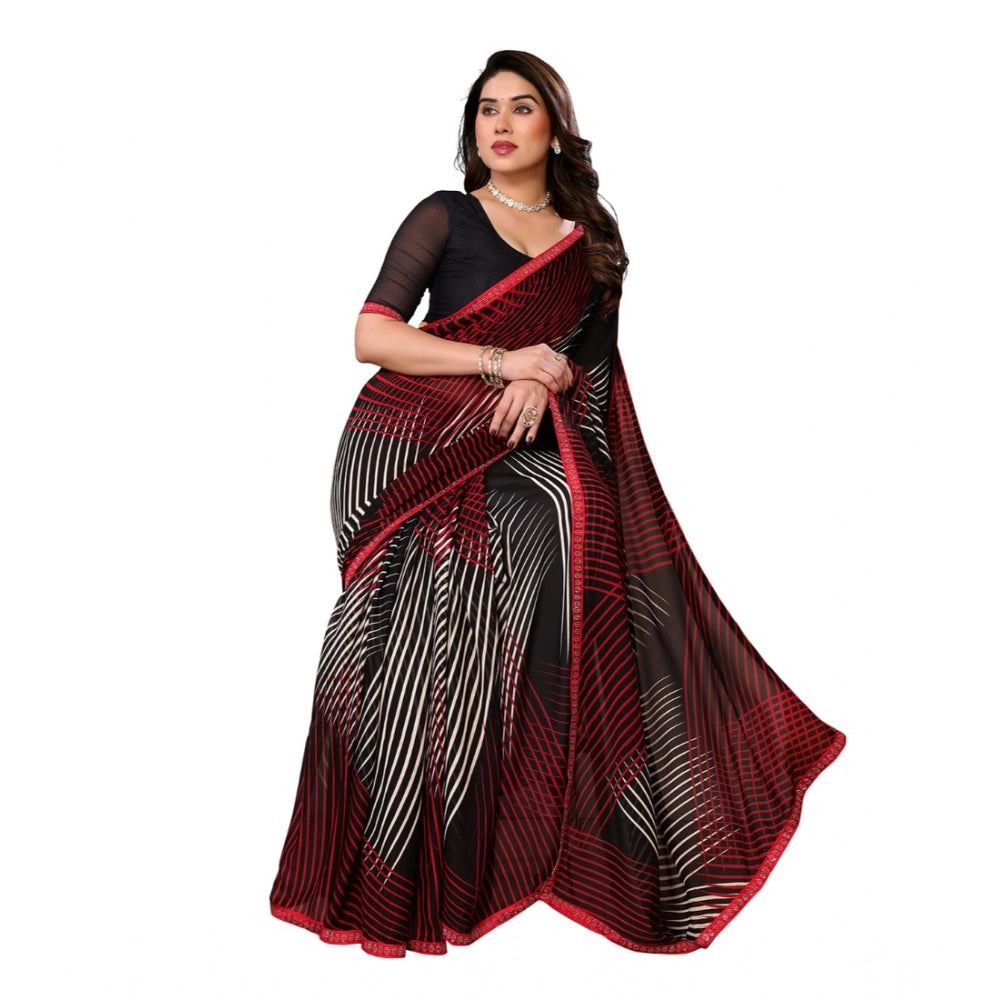 Generic Women's Georgette Printed Saree With Unstitched Blouse 5.5Mtr (Multicolor)