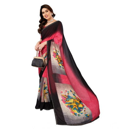 Generic Women's Georgette Printed Saree With Unstitched Blouse 5.5Mtr (Multicolor)