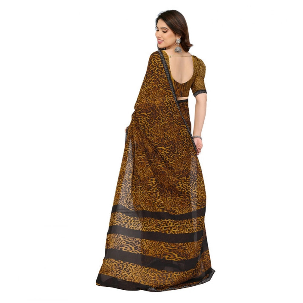 Generic Women's Georgette Printed Saree With Unstitched Blouse 5.5Mtr (Multicolor)