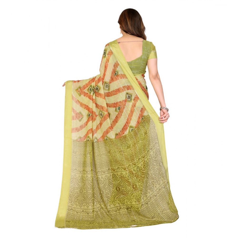 Generic Women's Georgette Printed Saree With Unstitched Blouse 5.5Mtr (Multicolor)