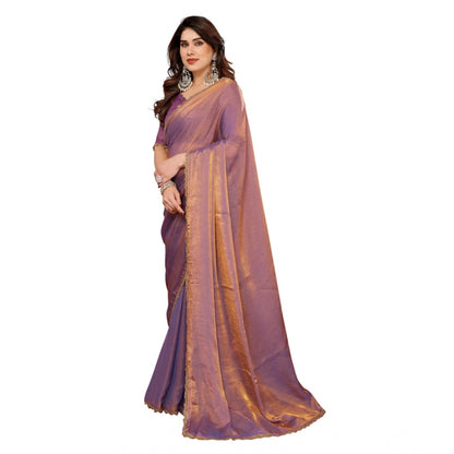 Generic Women's Georgette Printed Saree With Unstitched Blouse 5.5Mtr (Purple)