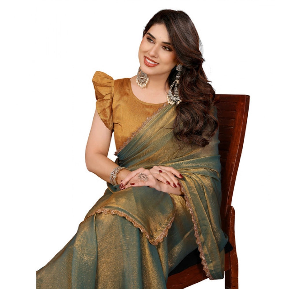 Generic Women's Georgette Printed Saree With Unstitched Blouse 5.5Mtr (Green)