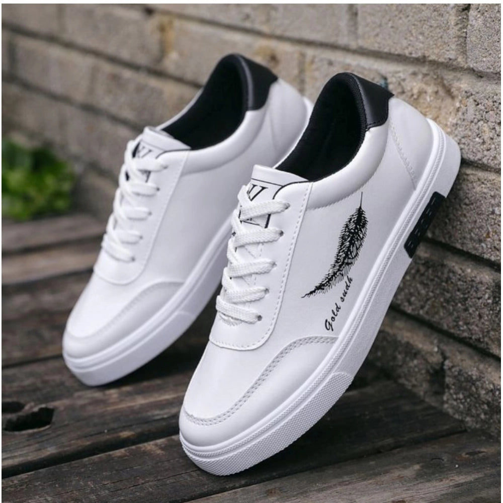 Generic Men's Casual Synthetic Lace-ups Casual Shoes (White)