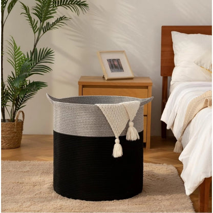 Generic Cotton 12x14 Inch- 1 Pcs Storage Basket For Clothes (Gray-Black)