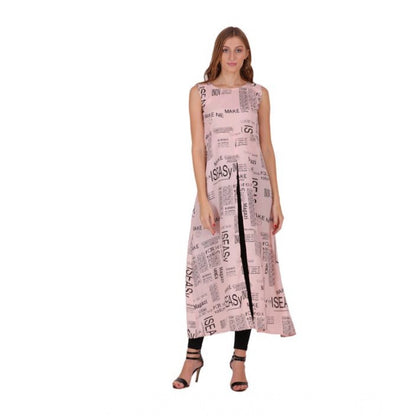Generic Women's Casual Crepe Sleeveless Slit Dress (Light Pink)