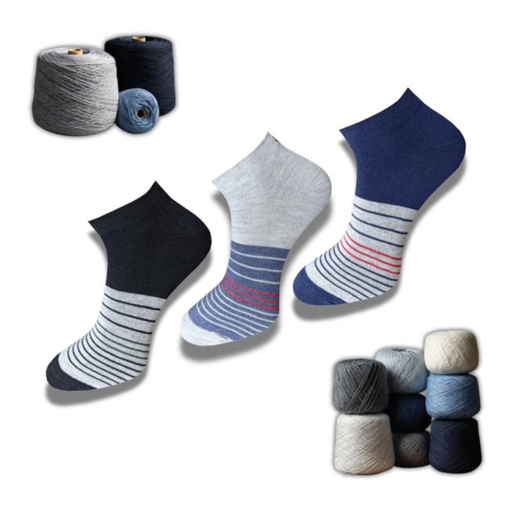 Generic 3_Pair Set Unisex Casual Cotton Printed Low Cut Socks (Multicolor)