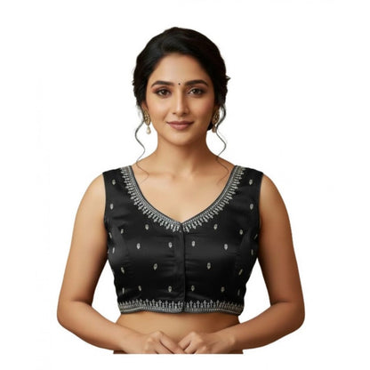 Generic Women's Zimmi Choo Sequin Work V-Neck Padded Blouse (Black 38 Ready (Self Alterable 36–40)