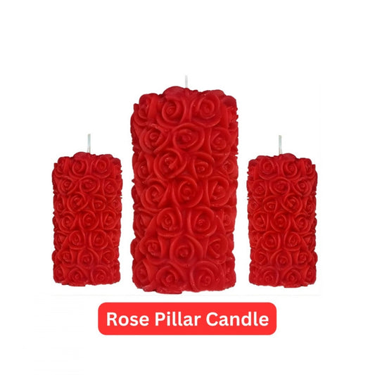 Generic Soya Wax Small Rose Designer Pillar Scented Candle