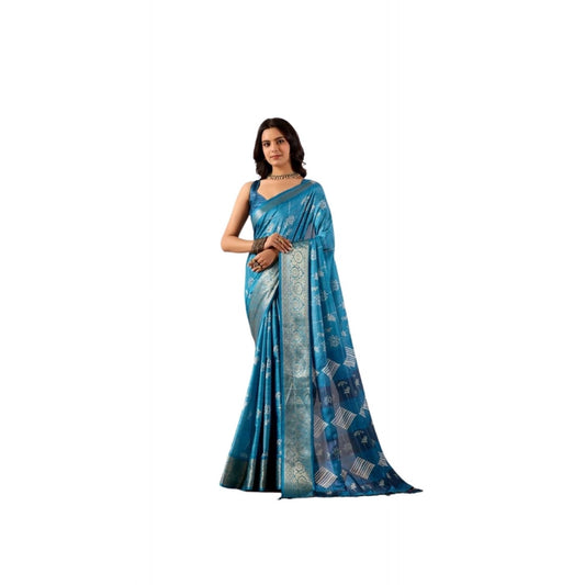Generic Women's Faux_Banarasi_Silk Woven Saree With Unstitched Blouse 5.5Mtr (Turquoise)