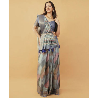 Generic Women's Polyester Printed Saree With Unstitched Blouse 5.5 Mtr (Multicolor)