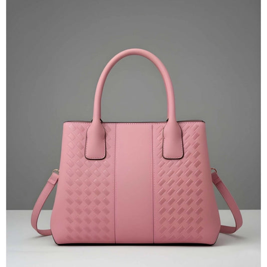 Generic Women's PU Leather Solid Shoulder Zipper Handbag (Pink)