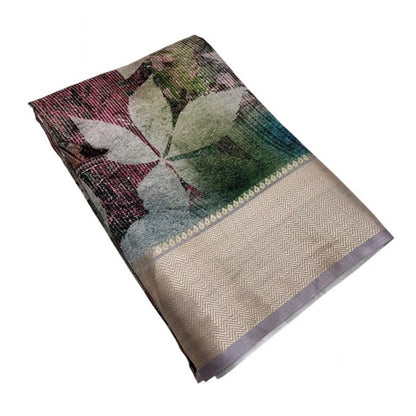 Generic Women's Cotton Silk Printed Saree With Unstitched Blouse 5.5Mtr (Multicolor)