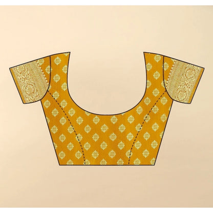 Generic Women's Cotton Silk Floral Printed Saree With Unstitched Blouse 5.5Mtr (Yellow)