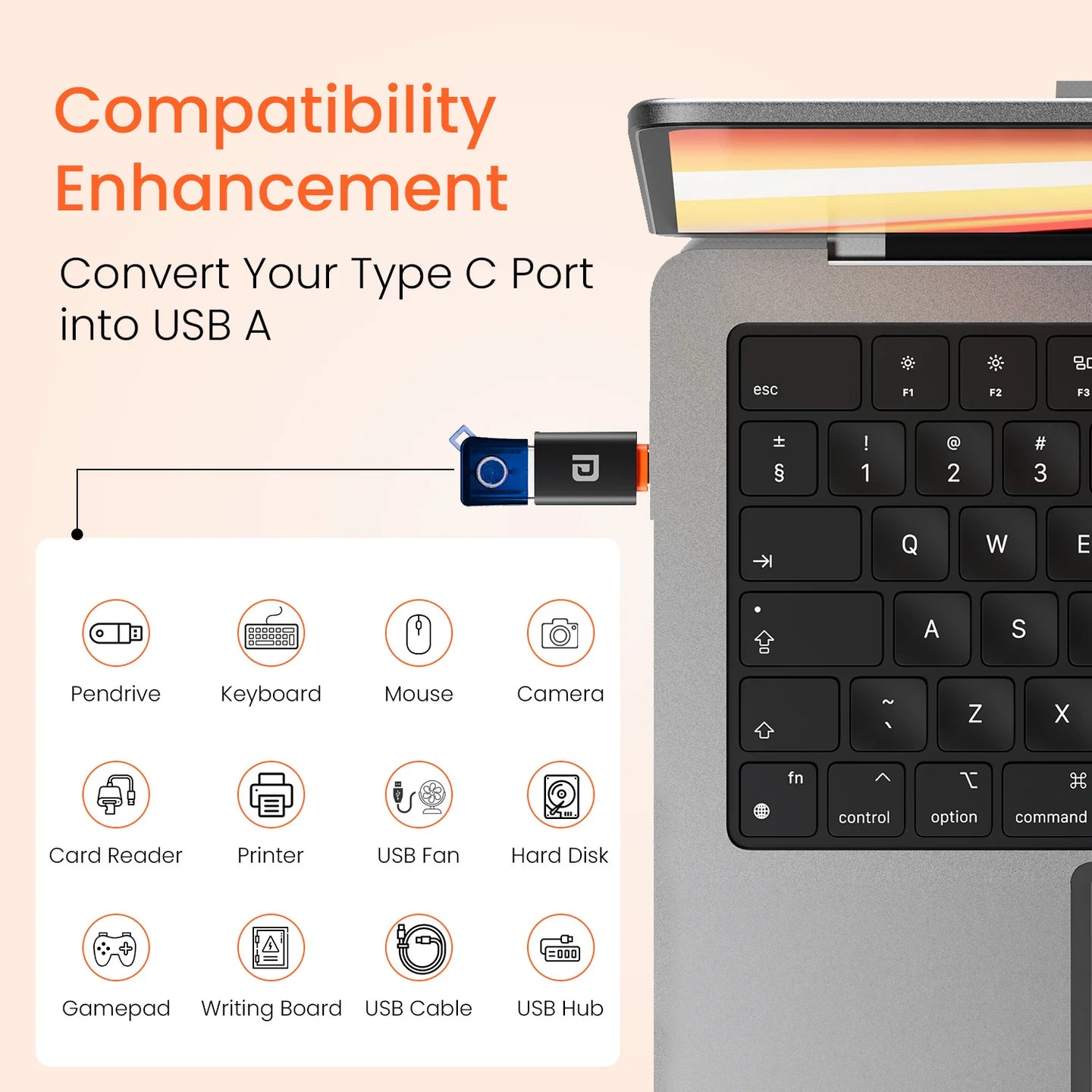 Bridge Y USB A to Type C Converter | Fast Charging | Fast Data Transfer | Light Weight