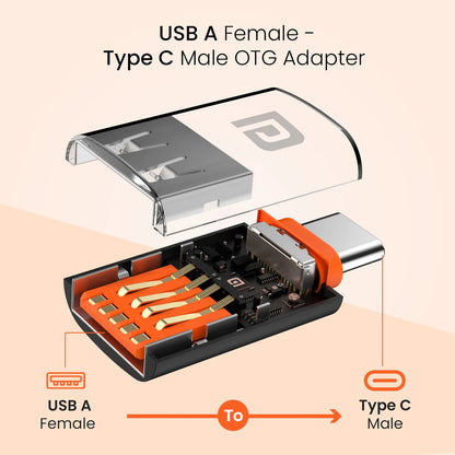 Bridge Y USB A to Type C Converter | Fast Charging | Fast Data Transfer | Light Weight