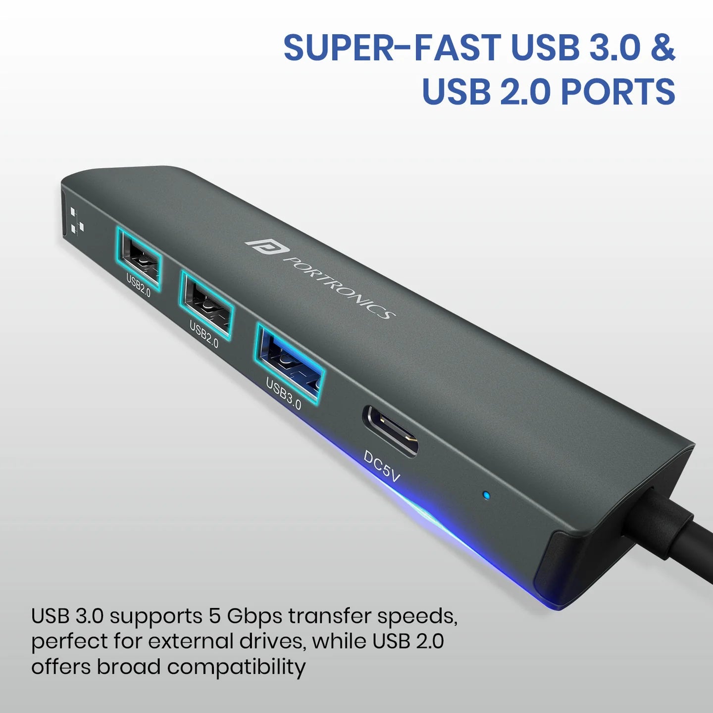 MPort Edge Type-C Charging Support | USB 3.0,2.0 | RJ45 Ethernet | Dual USB Plugs