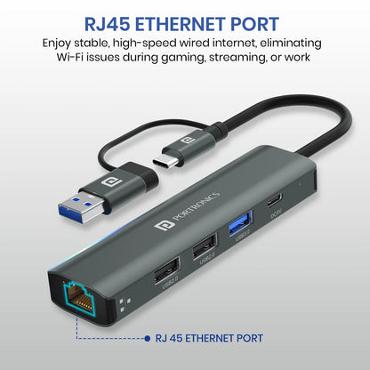 MPort Edge Type-C Charging Support | USB 3.0,2.0 | RJ45 Ethernet | Dual USB Plugs