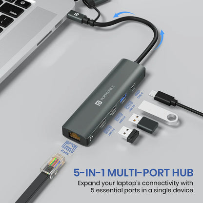 MPort Edge Type-C Charging Support | USB 3.0,2.0 | RJ45 Ethernet | Dual USB Plugs