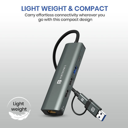 MPort Edge Type-C Charging Support | USB 3.0,2.0 | RJ45 Ethernet | Dual USB Plugs
