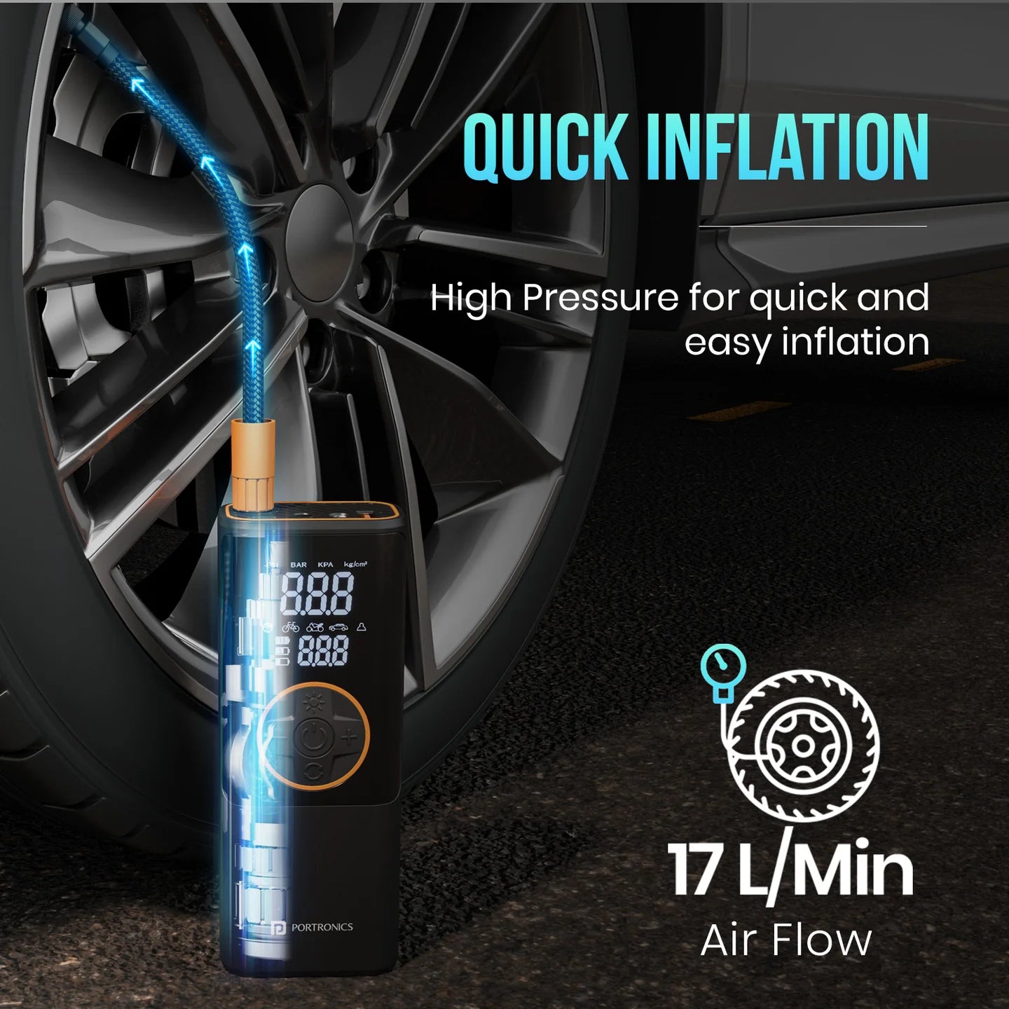 Vayu 4.0 - Pre-set Inflation Modes | Digital Display | Dual Power Source | 2 x 2000 mAh Battery