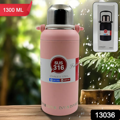 Stainless Steel tumblers 316 Stainless Steel, Vacuum Insulated Cup  Bottle, Portable Travel Kettle  Water Bottle with Handle, Outdoor Large Capacity Sports Kettle Cups  Bottle (1300 ML